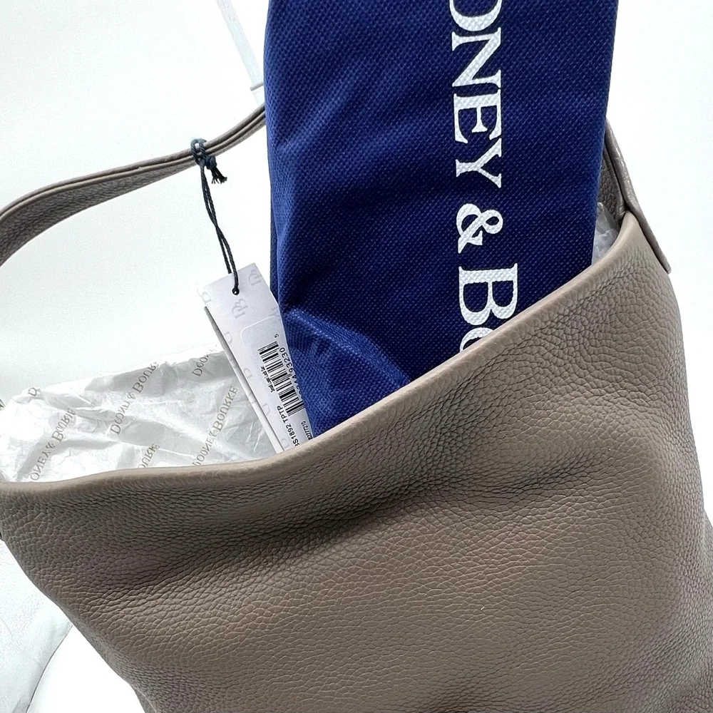 Dooney & Bourke NWT Lucca Logo Lock Hobo Taupe